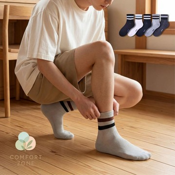 【舒適圈】超輕薄雙條紋網眼中短襪 4雙裝 / 不重複 24~28cm 男襪 短襪 襪子男 短襪男 男生襪子