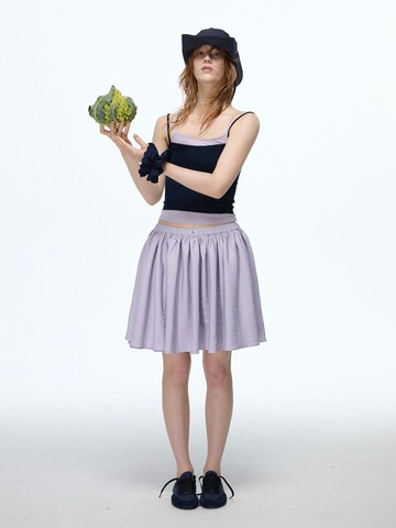 淺春系氛圍感 紫色法式A字半身蓬蓬裙 鬆緊腰短裙