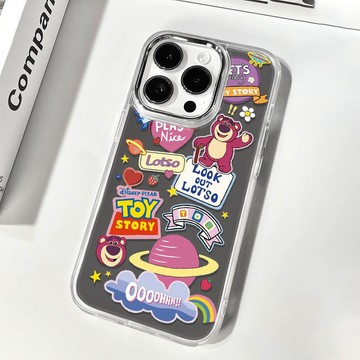星球草莓熊 鏡面手機殼 蘋果i6手機殻 iPhone14 Promax 15 iPhone13保護殼 防摔大孔硬殼