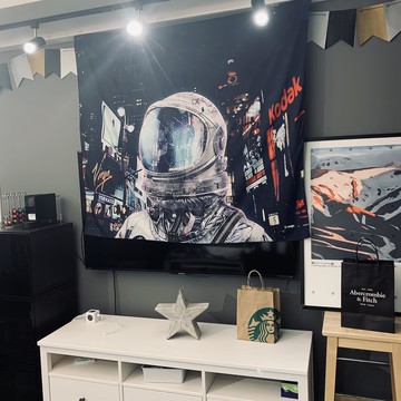 迷失紐約時代廣場的宇航員太空人超現實旁白裝飾布掛布ins風宇宙