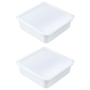 NAKAYA日本食物塑膠保鮮盒 白色 800ml  2個容器 + 2個蓋子  1組