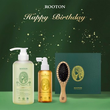 快速出貨【ROOTON】生日快樂！甦活植萃洗髮精500ml+甦活植萃髮根噴霧150ml+氣墊針梳+金萃禮盒 (雙子座生日禮物)
