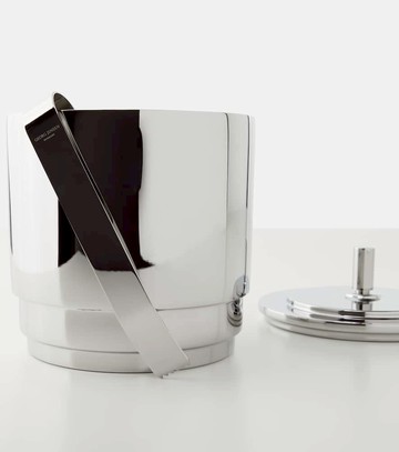 Georg Jensen Manhattan stainless steel ice bucket and tongs set by Helle Damkjær