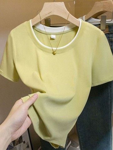 💕甜心大尺碼💕大尺碼上衣 夏季新款大碼女裝簡約時尚寬松t恤女正肩圓領百搭遮肉顯瘦上衣