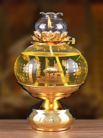 免運 酥油燈座 油燈燈盞家用供佛寺院佛前供的蓮花防風液體玻璃蘇酥油燈