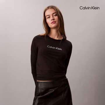 【Calvin Klein】 CK 經典標誌修身 T 恤_黑色