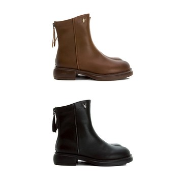 PLAYBOY  Versatile 知性百搭真皮短靴-黑/棕(Y9711)