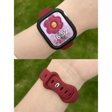 適用 Apple Watch 9 8 7 6 5 4 38 40 41 42 44 45 49 錶帶 蝴蝶扣矽膠錶帶新款
