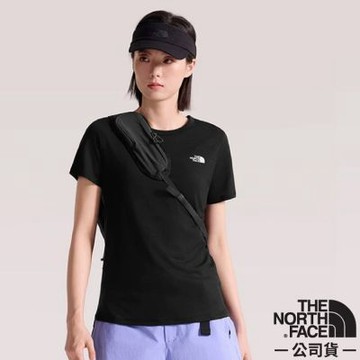 【The North Face】女 MIST MERIMO 美麗諾羊毛圓領短袖T恤.上衣_8F1H-JK3 宇宙黑