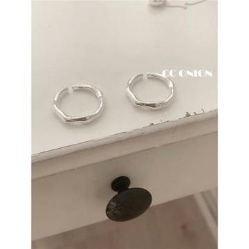 小眾設計不規則樹枝素圈肌理感S925純銀戒指男女輕奢個性開口指環