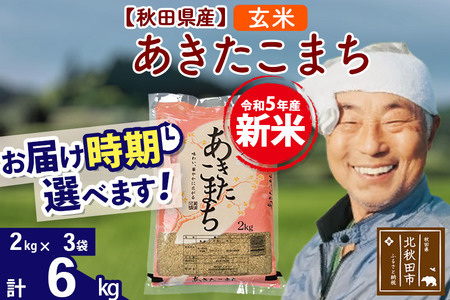 ＜新米＞秋田県産 あきたこまち 6kg(2kg小分け袋)令和5年産　お届け時期選べる お米 おおもり 配送時期選べる