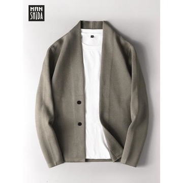 (免運)高級感商務休閑開衫毛衣男修身帥氣百搭外穿針織衫男裝春秋季外套