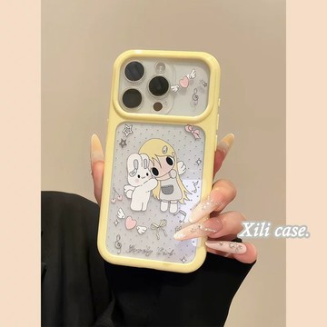 天使女孩與小兔適用蘋果17promax手機殼個性卡通iphone18動漫新款16plus全包14大視窗13防摔15保護殼