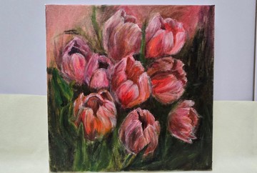 壓克力畫/丙烯藝術/手繪裝飾掛畫30×30【盛開.此刻】