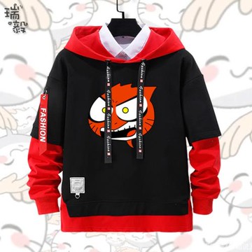 火影忍者手游表情挑釁摸頭動漫假兩件連帽衛衣男女兒童裝學生外套
