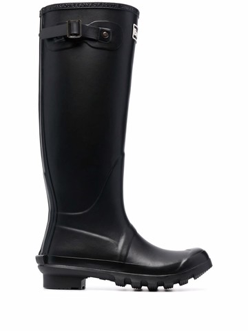 Barbour - logo-patch low-heel boots - women - Rubber/Rubber/Fabric - 4 - Black