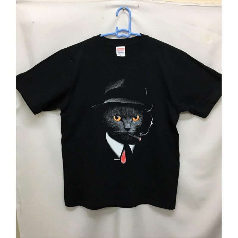 キャット (マフィア)ネコ 猫 葉巻 tシャツ 半袖 カットソー 丸首型