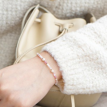 Pink Bubble 粉碧璽 粉晶手鍊 14K 包金