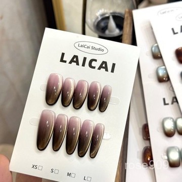 ➕純色美美噠💯【噁毒女配】氣質甜酷風黑加侖紫貓眼漸變手工穿戴甲顯白美甲貼純色穿戴甲 OS6K