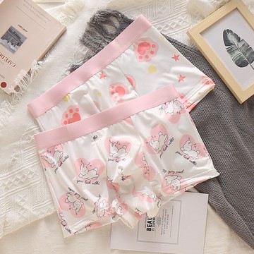 透氣牛奶絲男士內褲可愛卡通小兔四角褲粉色白色青少年男內著【木屋雜貨】