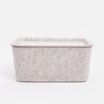 伊登毛氈含蓋收納籃 米