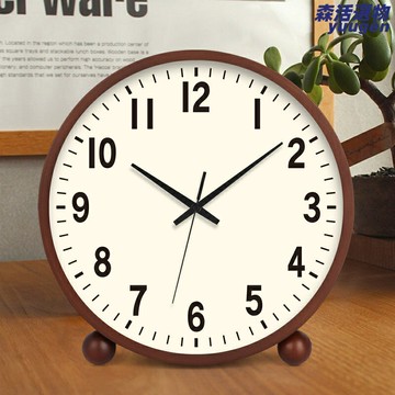 【奶油中古風】實木座鐘 客廳時鐘 桌面擺件 電視櫃裝飾 復古鬧鐘 靜音走時 實木雕刻 奶油色系 家居裝飾 送禮佳品