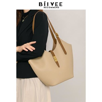 BIIVEE真皮包包女大容量托特包2025新款百搭上班通勤包腋下水桶包