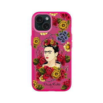 iPhone 15 Clear 粉漾桃 - Frida Kahlo - 卡蘿與花
