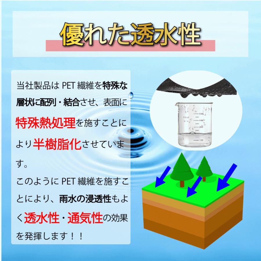 防草シート 300G 高密度 1m×5m Uピン10本セット 耐年数 約10年 頑丈 高耐久 高透水 PET素材 不織布