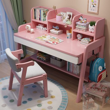 台灣公司貨 免運 實木書桌兒童學習寫字桌家用桌子出租屋租房臥室簡約臺式桌帶抽屜 快速發貨