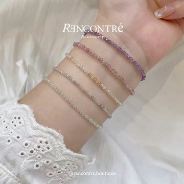 Rencontre【全方位轉運】極細切面 | 水晶手鍊 | 紫水晶 | 灰月光 | 粉晶 | 黃水晶 | 葡萄石 招財
