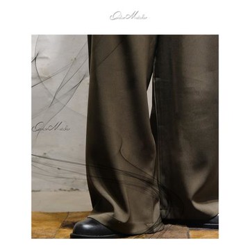 color新款復古中性百搭垂感咖色拖地西裝長褲帥氣氣質寬松闊腿褲