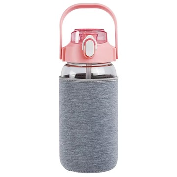 Quasi 樂蜜玻璃水瓶 附套  嫩粉色  750ml  1盒  1個