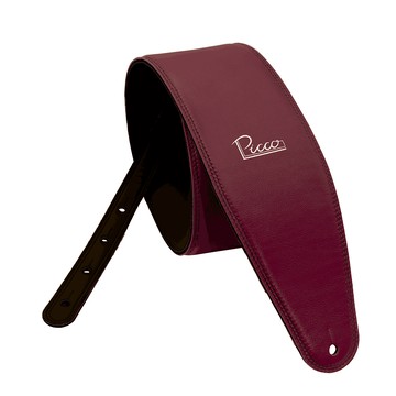 Picco 皮革手工背帶 吉他/貝斯通用 宇宙人方Q監製 台灣職人手作 4吋寬版 酒紅黑 Burgundy Red