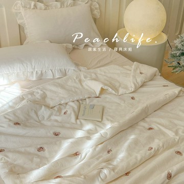 ♡peachlife.♡「台灣現貨」刺繡雙層紗涼被 熊熊刺繡涼被 小花刺繡 沙發被 春夏涼被 薄被 被子 涼被