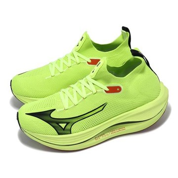 Mizuno 慢跑鞋 Neo Vista 男鞋 螢光綠 黑 襪套 厚底 緩衝 波浪片 運動鞋 美津濃 J1GC2434-02