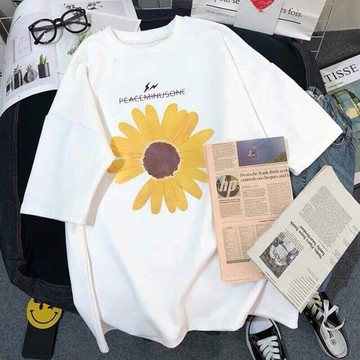 快速出貨 台灣現貨《美佳現貨》女裝夏季新款小雛菊印花短袖女t恤女大尺碼寬鬆韓版短袖打底夏天短袖女裝時尚設計款短袖百搭顯