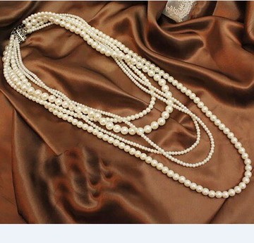 歐美復古多層珍珠項鏈女日韓時尚長款毛衣鏈春夏百搭配飾品女掛件