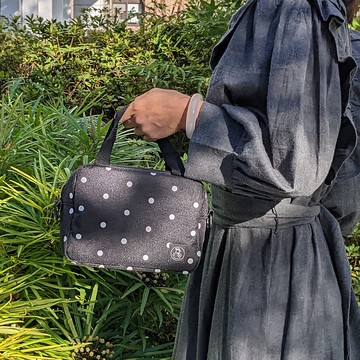 TiDi 黑底白點點方型保溫保冷便當袋