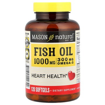 Mason Natural, 魚油，1,000 毫克，120 粒軟膠囊