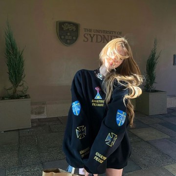 重磅 厚磅衛衣 【銀狐絨】重磅美式復古字母印花衛衣長袖女寬鬆顯瘦休閒上衣秋季 長袖T恤