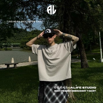 現+預購【ALIFE】🇰🇷 韓國 高品質 飛盤 刺繡 BOXY 寬短版 短T 3色 情侶 韓國 韓系 #103A
