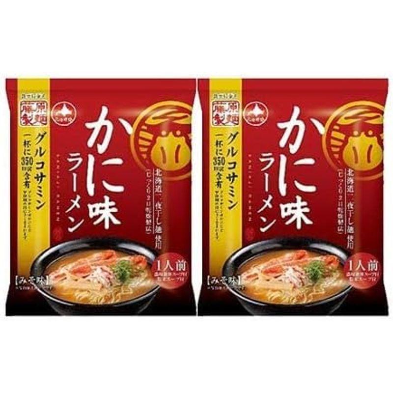 ラーメン インスタントラーメン 袋麺 かに味 ラーメン 乾麺 1袋×2個 味噌ラーメン ラーメンスープ 付 みそ ラーメン 蟹 味 かにみそ