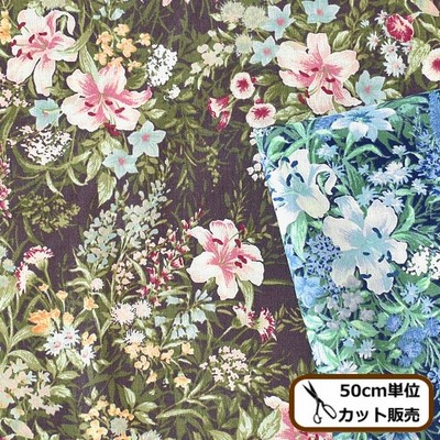 有輪 60ローン 生地 ヴィンテージフィール アベラ ■ 花柄 ブラウス ワンピース シャツ 洋服 インテリア スカート ハンドメイド 手芸 手作り ■
