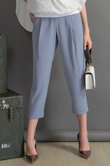 MW 雪紡打褶後鬆緊長褲