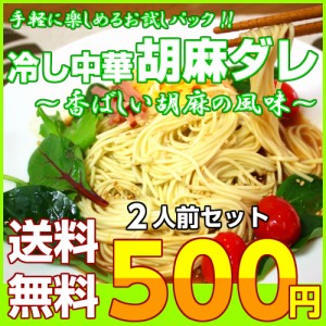 冷やし中華 胡麻だれ お取り寄せ お試し 2人前 セット ごま風味 酢醤油 冷し中華 スープ ノンフライ熟成中華麺 ポイント消化 500円 冷麺