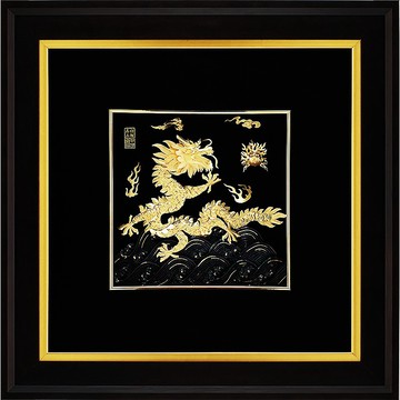 祥龍獻瑞 登峰造極  左金龍 龍純金金箔畫 生意興隆 門庭若市的效果-開運陶源 雅鑑鑫品  On Sale 大降價促銷中