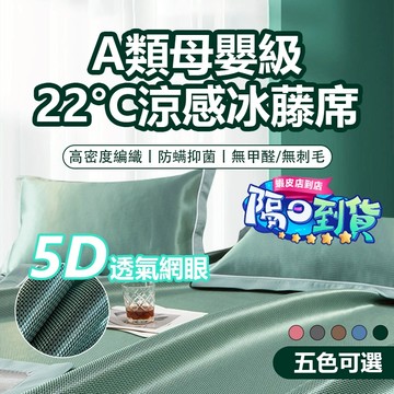 【台灣隔日達 8H出貨 5D透氣】夏季冰藤涼席 涼感空調涼席 單人/雙人涼席 家用涼席三件組 可折疊式 可機洗 冰感涼席