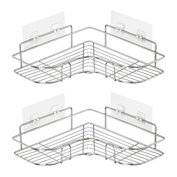 不鏽鋼轉角三角置物架 免打孔安裝 加厚材質 適用於各種牆面  37cm  愛心三角  2個