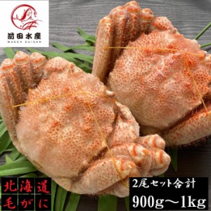 北海道産　毛蟹　2尾セット（合計約900ｇ～1ｋｇ分）　付け足　1尾450ｇ前後サイズ　ボイル済み　冷凍　天然無添加　毛